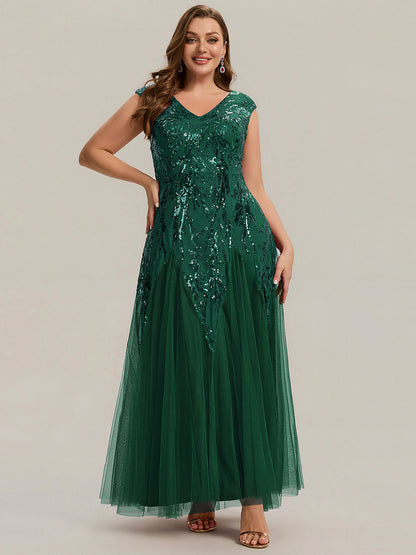 ever FREYA|Glitter Embroidered Cap Sleeve High Stretch Mother of the Bride Dress
