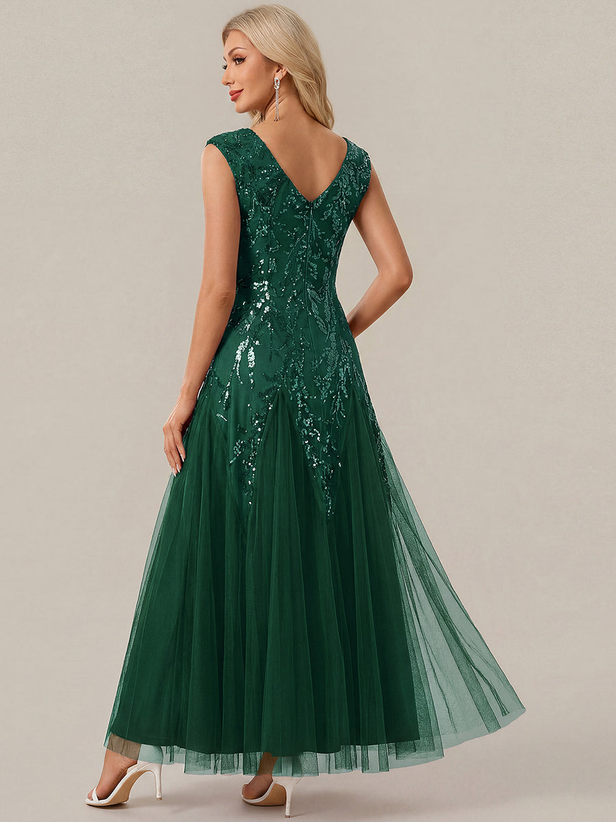 ever FREYA|Glitter Embroidered Cap Sleeve High Stretch Mother of the Bride Dress