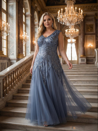 ever FREYA|Embroidered Sequin Cap Sleeve High Stretch Evening Dress