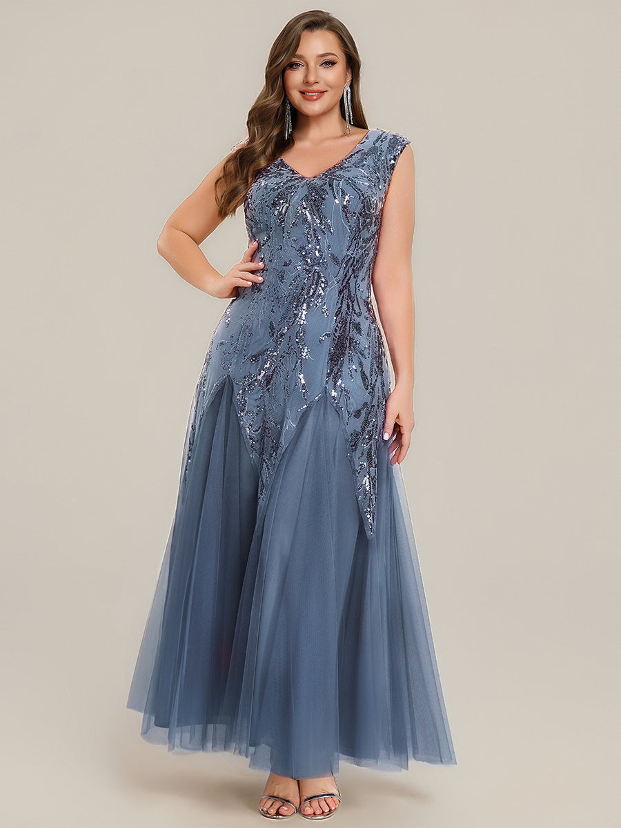 pretty FREYA|Plus Size Glitter High Stretch Cap Sleeve Tulle Mother of the Bride Dress