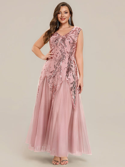pretty FREYA|Plus Size Glitter High Stretch Cap Sleeve Tulle Mother of the Bride Dress