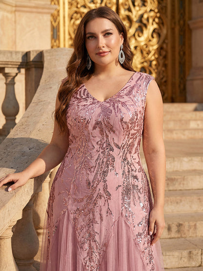 ever FREYA|Embroidered Sequin Cap Sleeve High Stretch Evening Dress