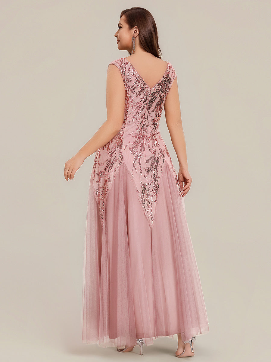 ever FREYA|Glitter Embroidered Cap Sleeve High Stretch Mother of the Bride Dress
