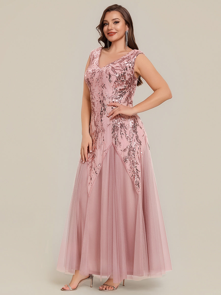ever FREYA|Embroidered Sequin Cap Sleeve High Stretch Evening Dress
