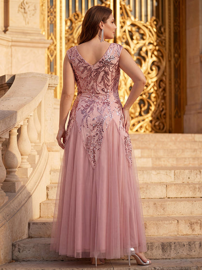 pretty FREYA|Plus Size Glitter High Stretch Cap Sleeve Tulle Mother of the Bride Dress