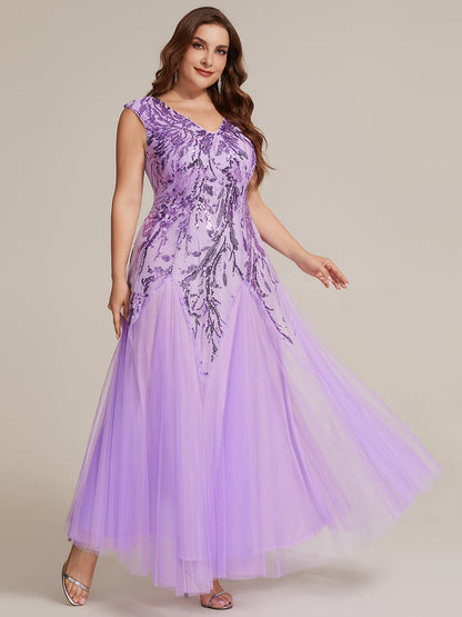 ever FREYA|Embroidered Sequin Cap Sleeve High Stretch Evening Dress