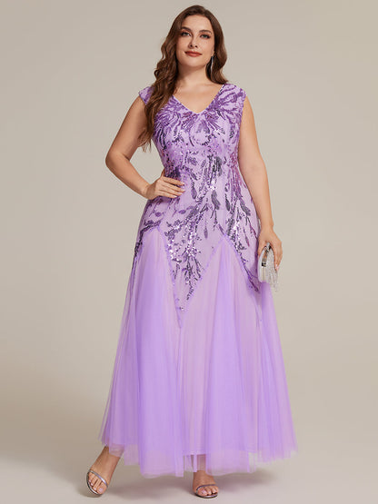 pretty FREYA|Plus Size Glitter High Stretch Cap Sleeve Tulle Mother of the Bride Dress