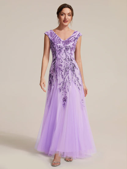 ever FREYA|Glitter Embroidered Cap Sleeve High Stretch Mother of the Bride Dress