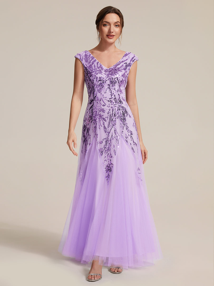ever FREYA|Embroidered Sequin Cap Sleeve High Stretch Evening Dress