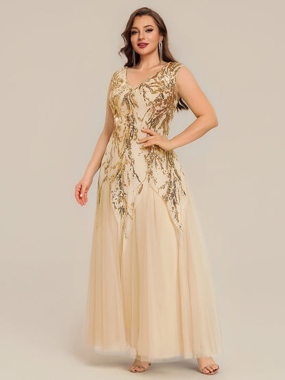 ever FREYA|Embroidered Sequin Cap Sleeve High Stretch Evening Dress