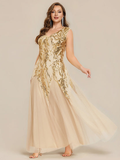 ever FREYA|Embroidered Sequin Cap Sleeve High Stretch Evening Dress