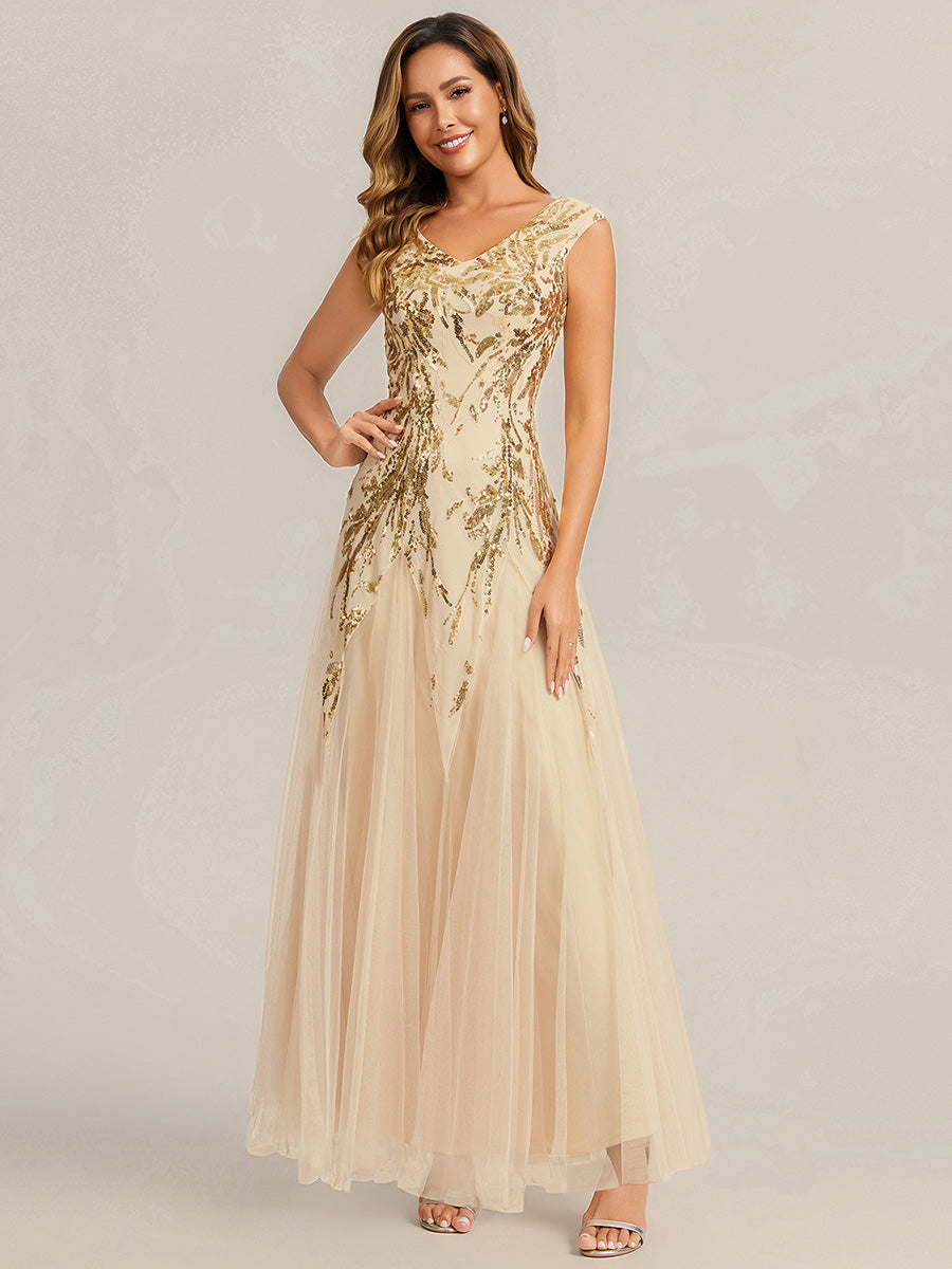 ever FREYA|Glitter Embroidered Cap Sleeve High Stretch Mother of the Bride Dress