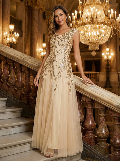 ever FREYA|Glitter Embroidered Cap Sleeve High Stretch Mother of the Bride Dress