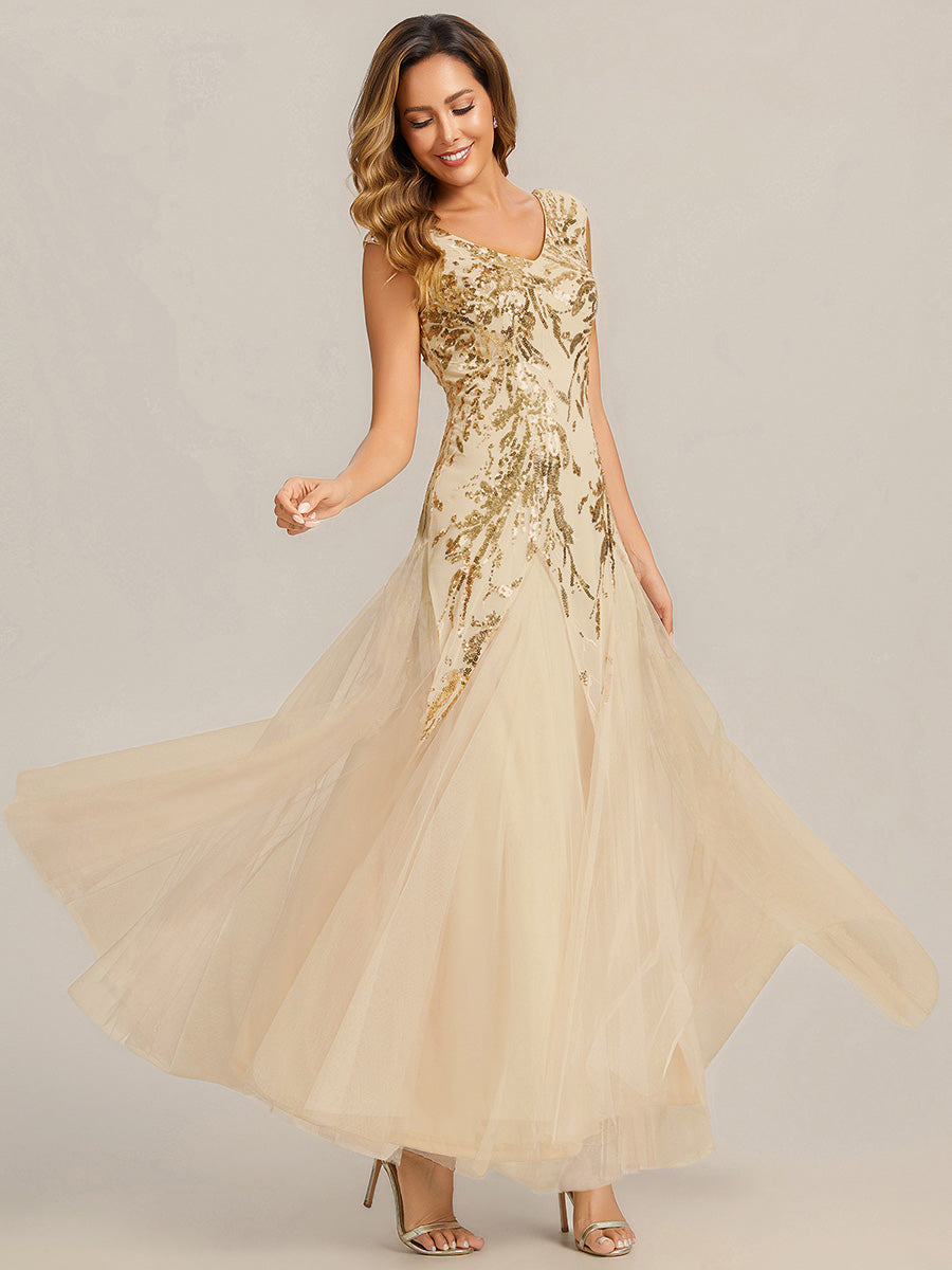 ever FREYA|Glitter Embroidered Cap Sleeve High Stretch Mother of the Bride Dress