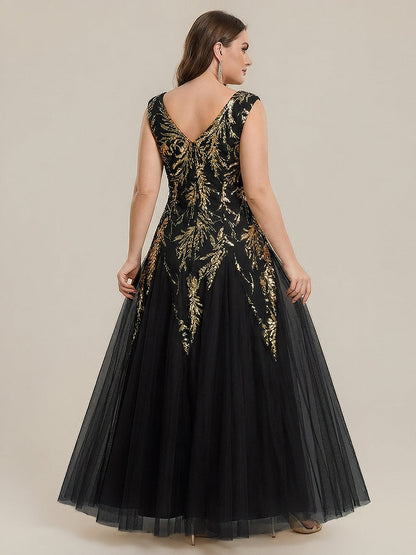 ever FREYA|Glitter Embroidered Cap Sleeve High Stretch Mother of the Bride Dress