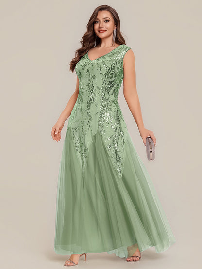 ever FREYA|Embroidered Sequin Cap Sleeve High Stretch Evening Dress