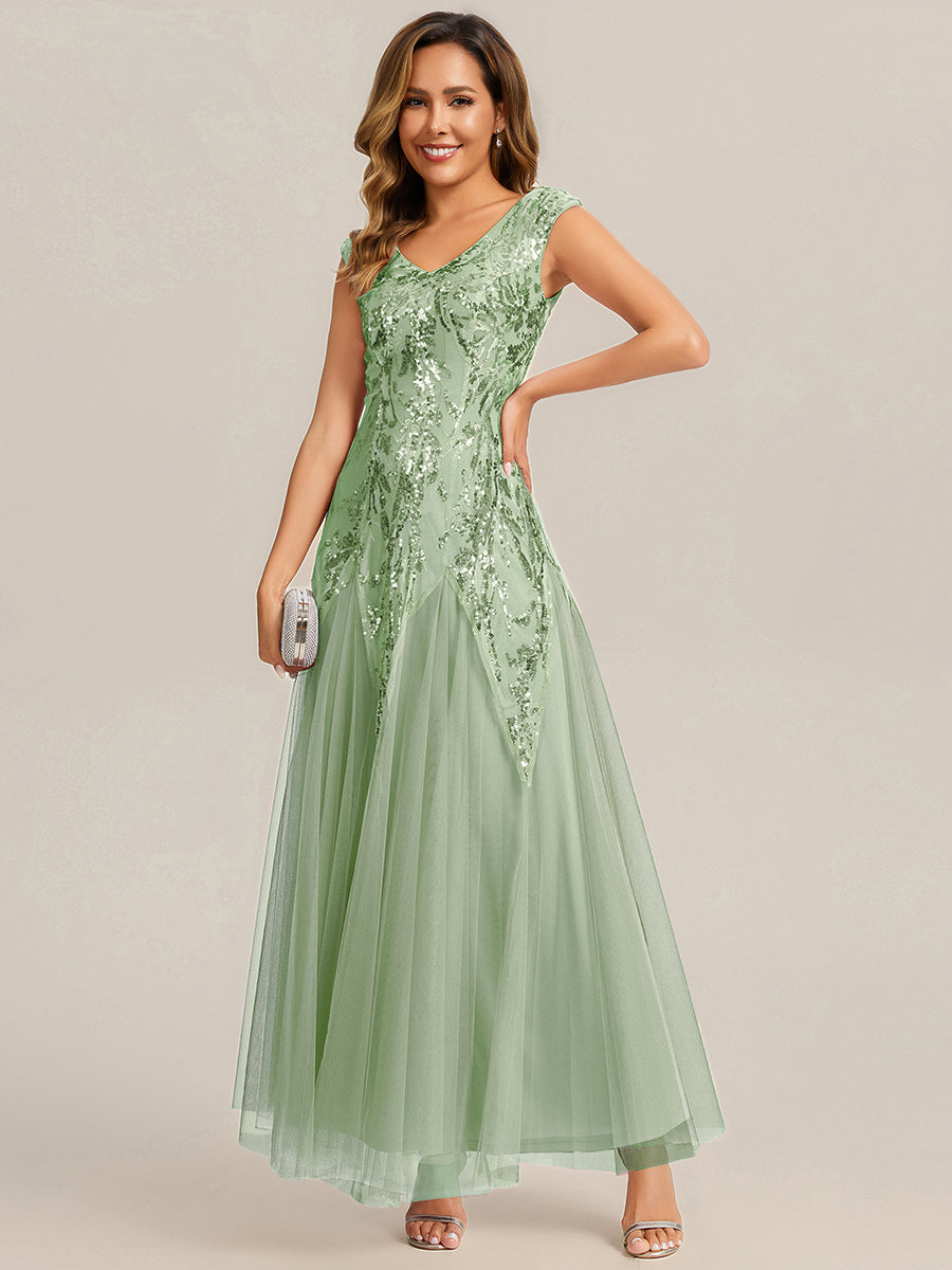 ever FREYA|Glitter Embroidered Cap Sleeve High Stretch Mother of the Bride Dress