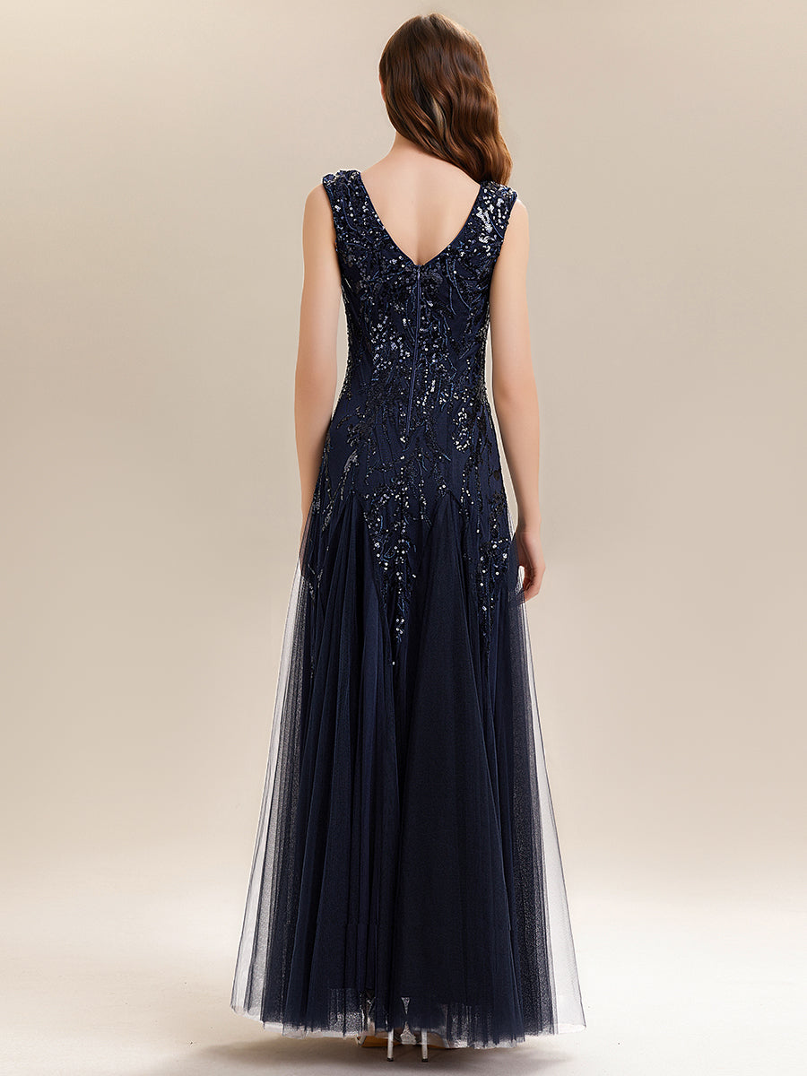 ever FREYA|Embroidered Sequin Cap Sleeve High Stretch Evening Dress
