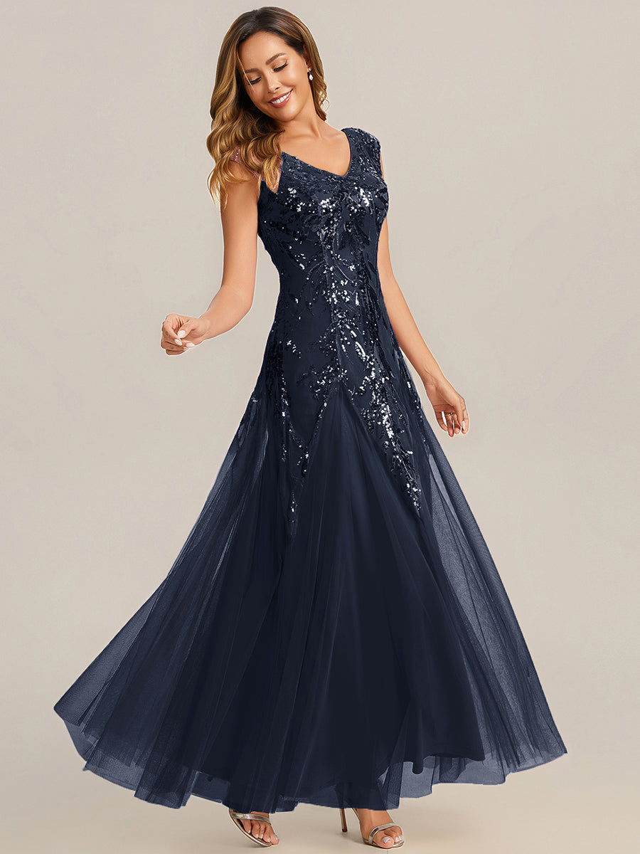 ever FREYA|Embroidered Sequin Cap Sleeve High Stretch Evening Dress