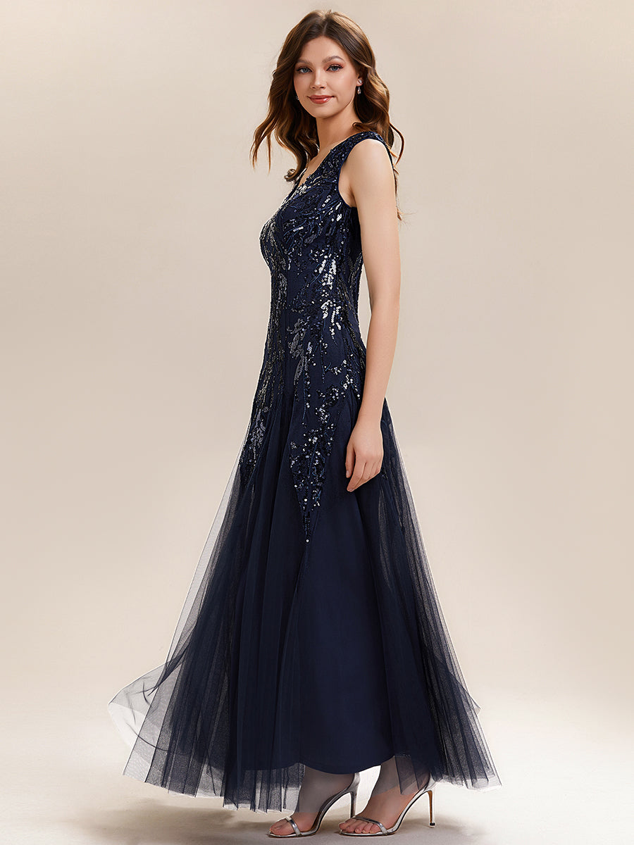 ever FREYA|Embroidered Sequin Cap Sleeve High Stretch Evening Dress