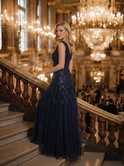 ever FREYA|Embroidered Sequin Cap Sleeve High Stretch Evening Dress