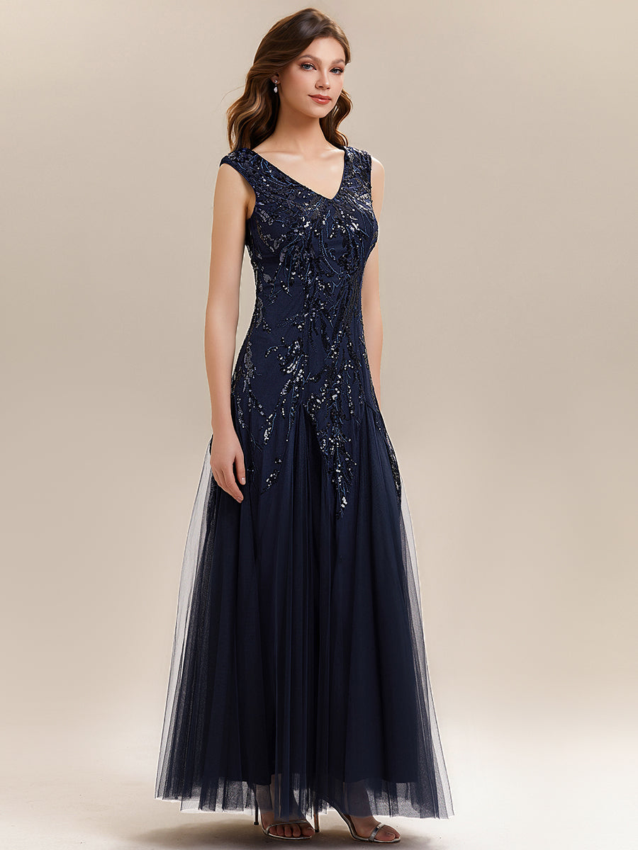 ever FREYA|Glitter Embroidered Cap Sleeve High Stretch Mother of the Bride Dress