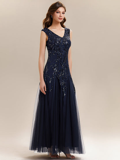 ever FREYA|Glitter Embroidered Cap Sleeve High Stretch Mother of the Bride Dress