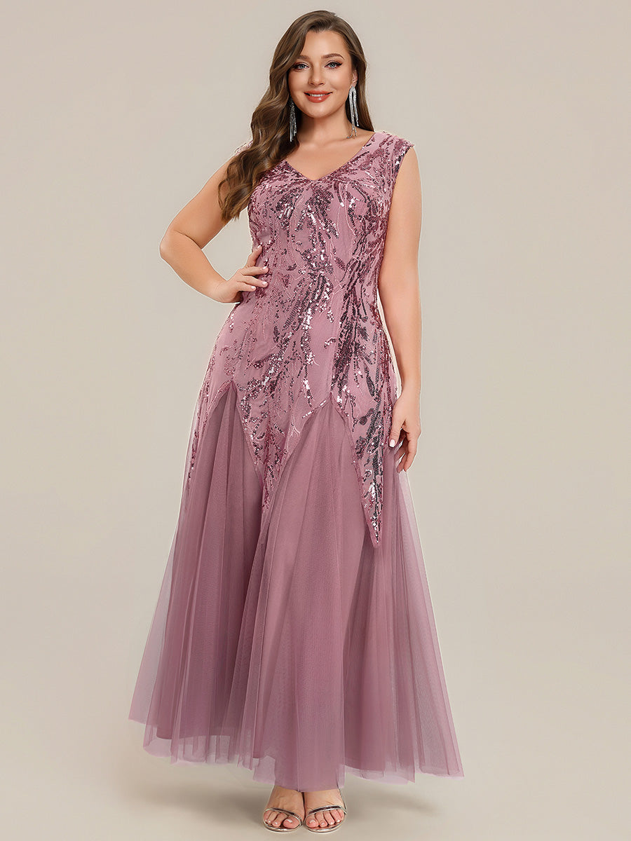 ever FREYA|Embroidered Sequin Cap Sleeve High Stretch Evening Dress