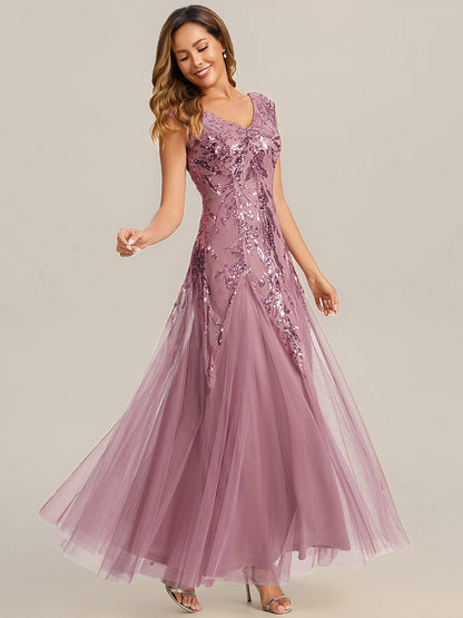 ever FREYA|Glitter Embroidered Cap Sleeve High Stretch Mother of the Bride Dress