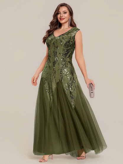 ever FREYA|Embroidered Sequin Cap Sleeve High Stretch Evening Dress