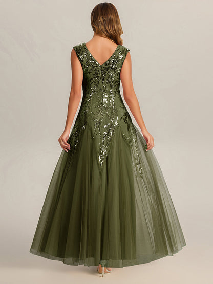 ever FREYA|Glitter Embroidered Cap Sleeve High Stretch Mother of the Bride Dress