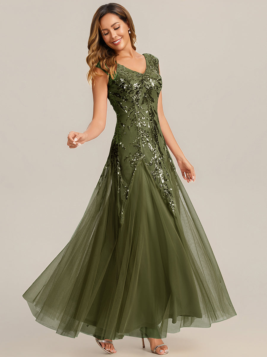 ever FREYA|Embroidered Sequin Cap Sleeve High Stretch Evening Dress
