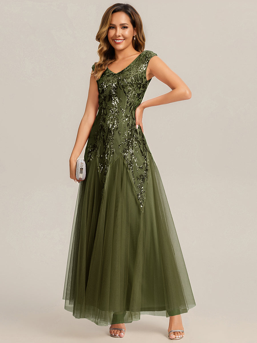ever FREYA|Glitter Embroidered Cap Sleeve High Stretch Mother of the Bride Dress