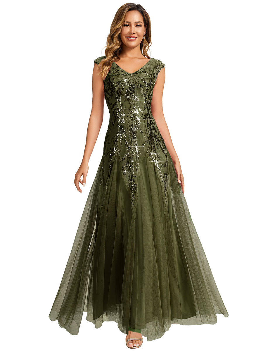 ever FREYA|Glitter Embroidered Cap Sleeve High Stretch Mother of the Bride Dress
