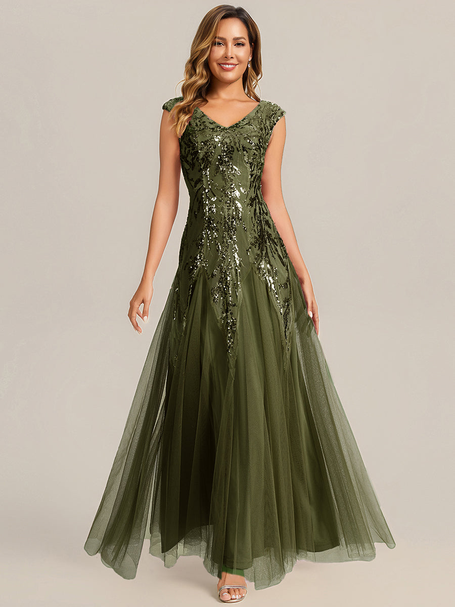 ever FREYA|Glitter Embroidered Cap Sleeve High Stretch Mother of the Bride Dress