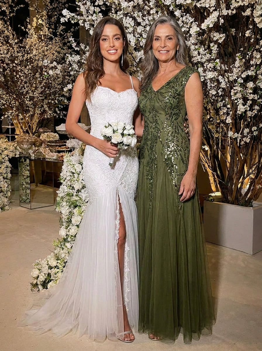 ever FREYA|Glitter Embroidered Cap Sleeve High Stretch Mother of the Bride Dress
