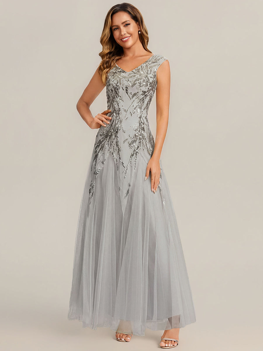 ever FREYA|Embroidered Sequin Cap Sleeve High Stretch Evening Dress