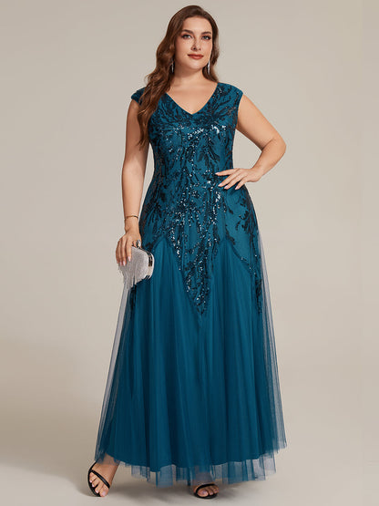 ever FREYA|Glitter Embroidered Cap Sleeve High Stretch Mother of the Bride Dress