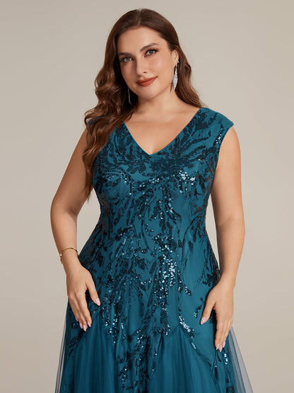 pretty FREYA|Plus Size Glitter High Stretch Cap Sleeve Tulle Mother of the Bride Dress