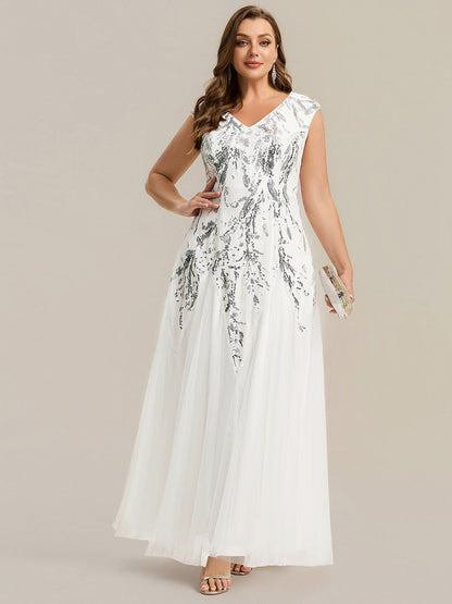 pretty FREYA|Plus Size Glitter High Stretch Cap Sleeve Tulle Mother of the Bride Dress