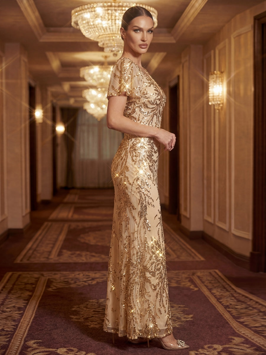 ever ROMY|High Strech Beaded Sequin Mermaid Evening Dress
