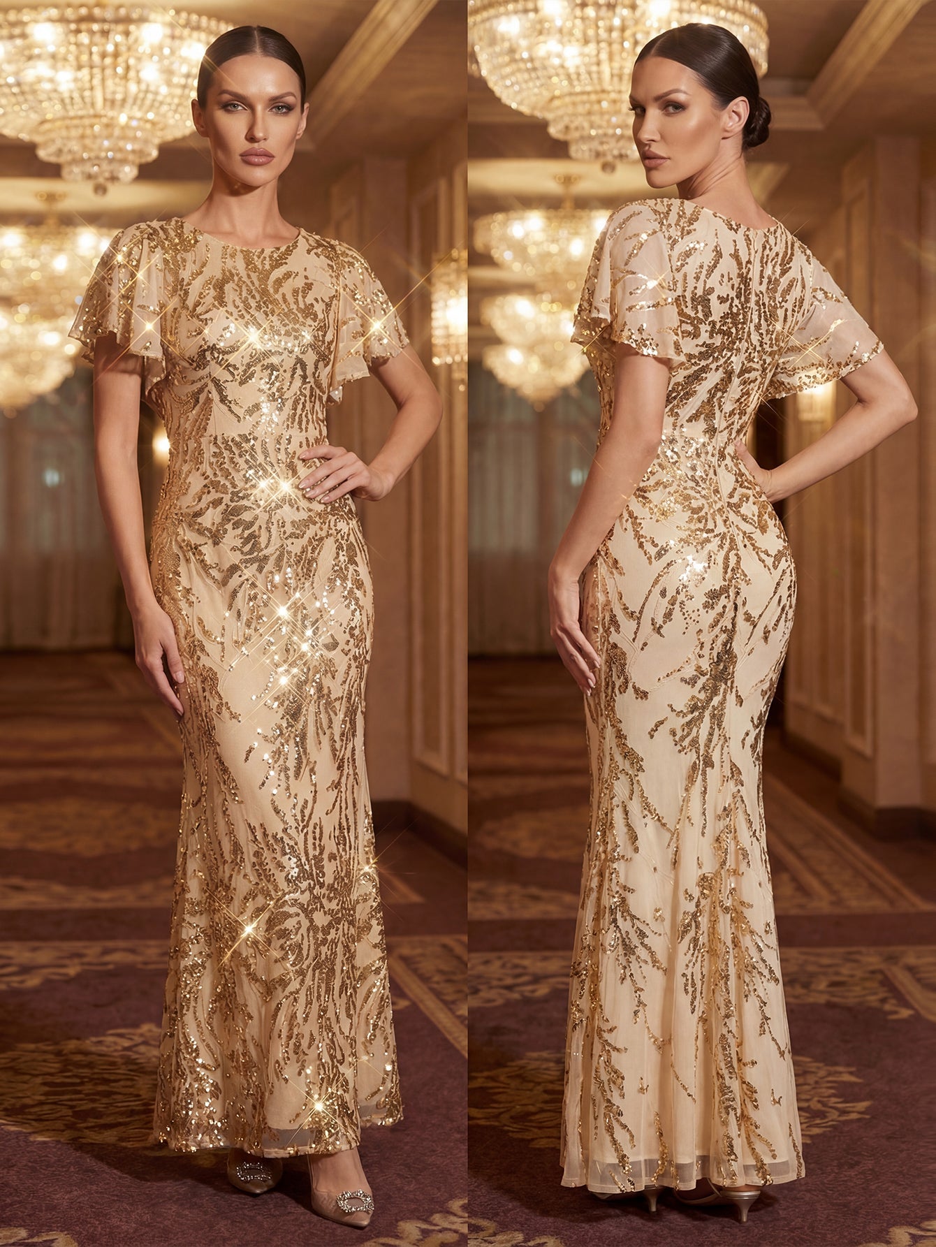 ever ROMY|High Strech Beaded Sequin Mermaid Evening Dress