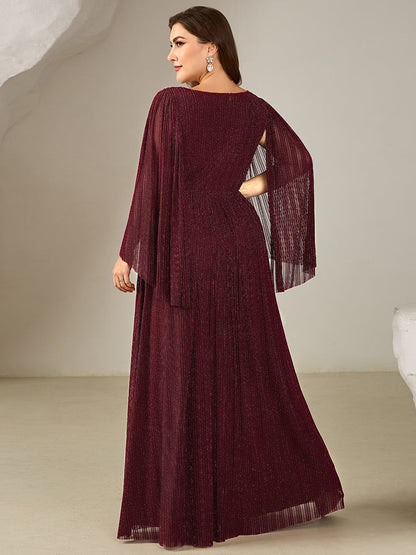 ever ISLA|Glittery Empire Waist Batwing Sleeve Mother of the Bride Dress