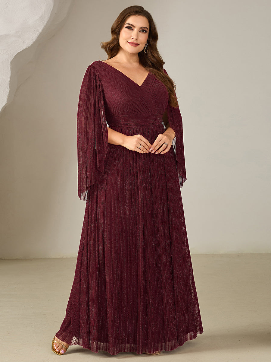 ever ISLA|Glittery Empire Waist Batwing Sleeve Mother of the Bride Dress