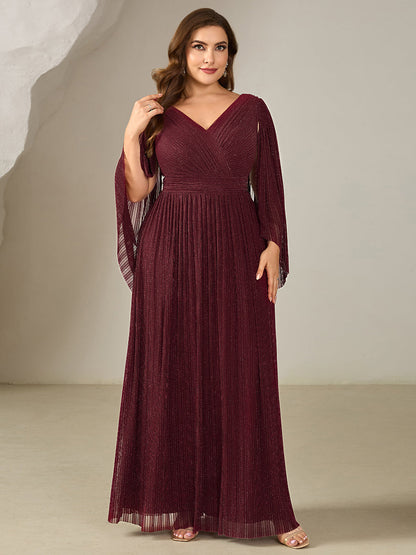 ever ISLA|Glittery Empire Waist Batwing Sleeve Mother of the Bride Dress