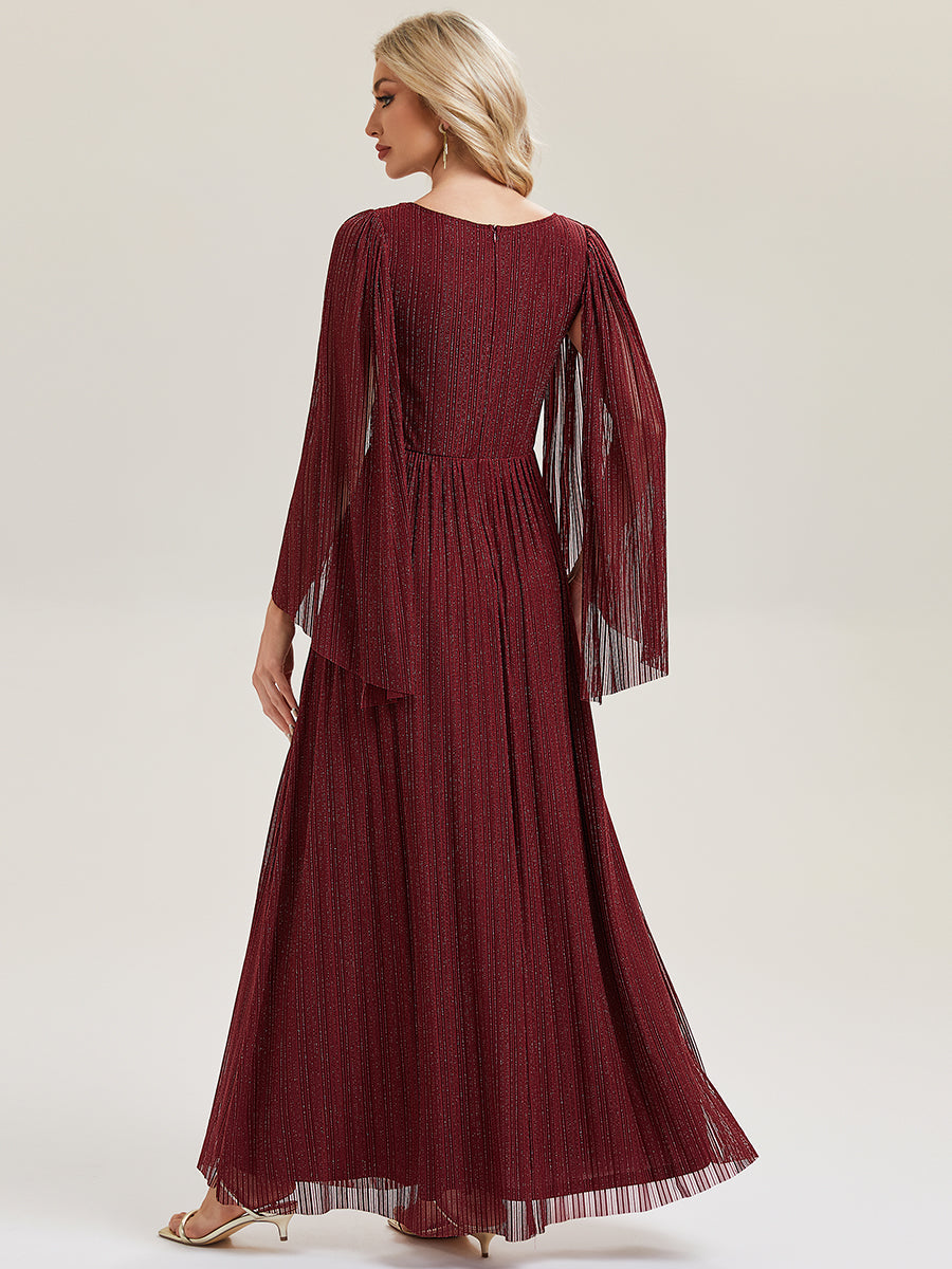 ever ISLA|Deep V-Neck Mesh Batwing Sleeve Evening Dress