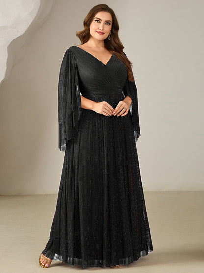 ever ISLA|Glittery Empire Waist Batwing Sleeve Mother of the Bride Dress