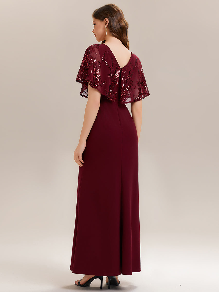 ever KIRA|Double V-Neck Sequin Batwing Sleeve Evening Dress