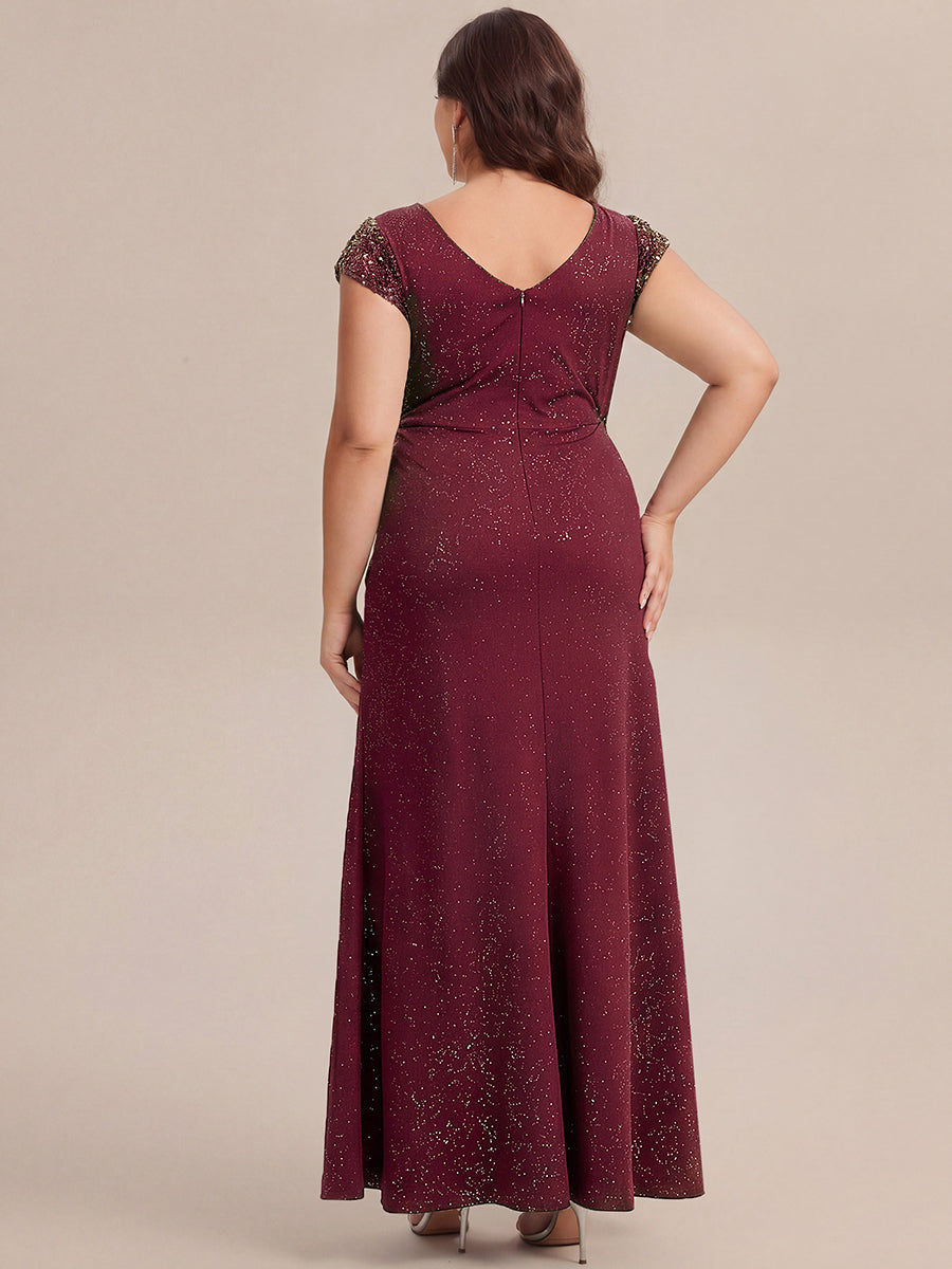 ever KAIA|Knotted Knit Cap Sleeve Maxi Glitter Evening Dress