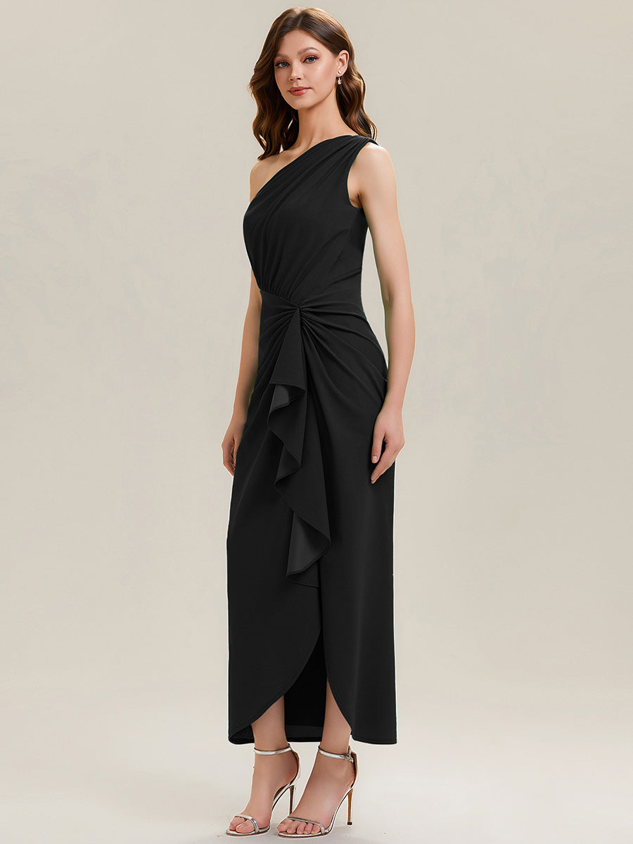 Thigh-High Slit Knit Sleeveless Evening Dress